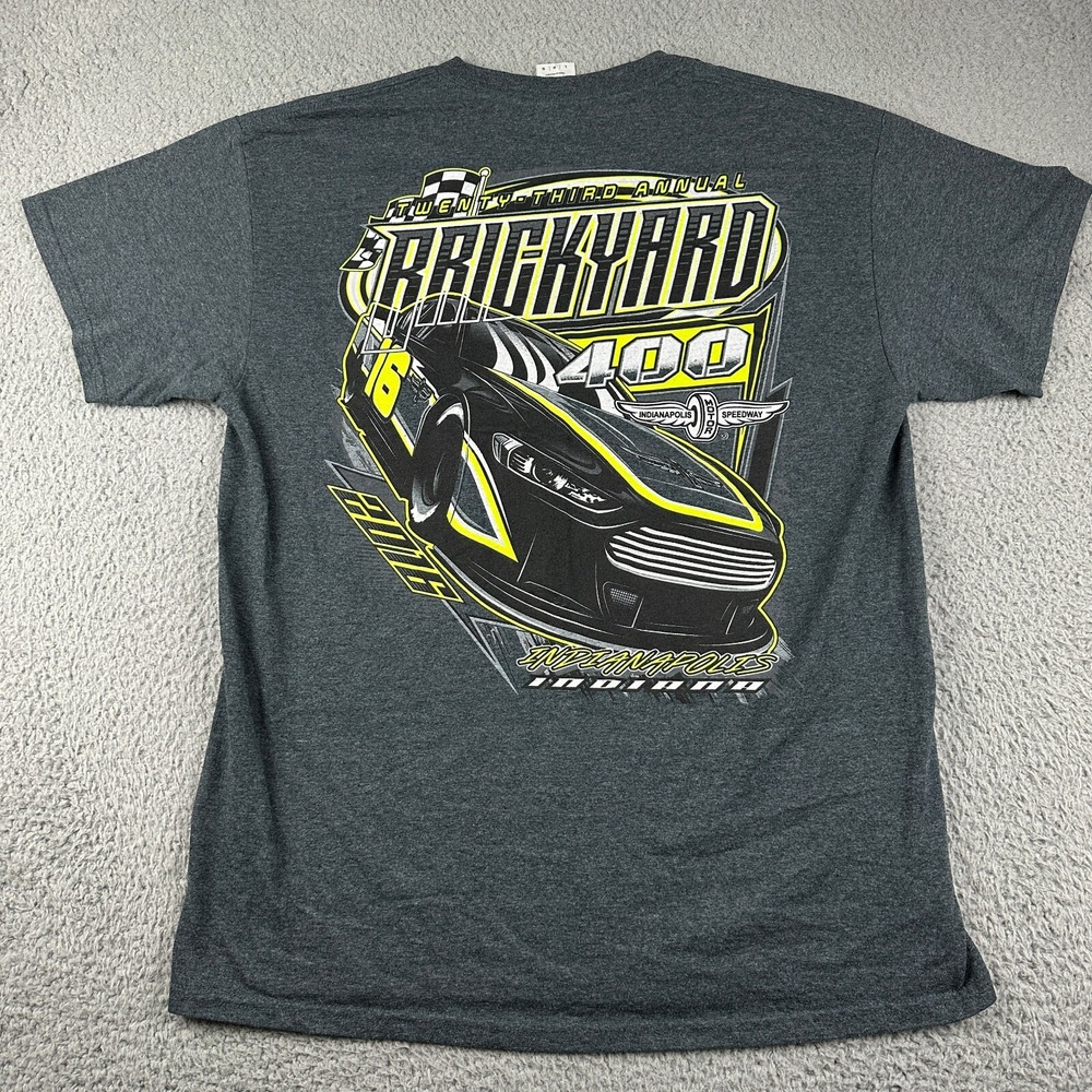 Brickyard 400 NASCAR Shirt Mens Large Gray Racing Graphic